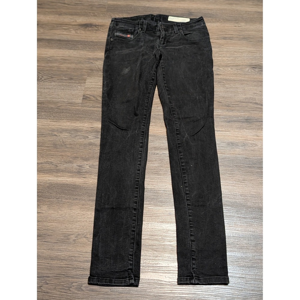 Diesel Grupee Super Slim Skinny Jeans Womens 27x32 Black Low Waist Stretch 0RZ58